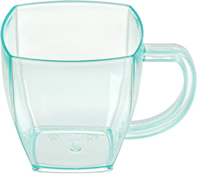 Restaurantware-5 Ounce Square Espresso Cups, 100 Disposable Plastic Coffee Cups - PS Plastic, With Handles, Seagreen Dessert Cup, For Catering Events, Parties, Weddings, And Cafes