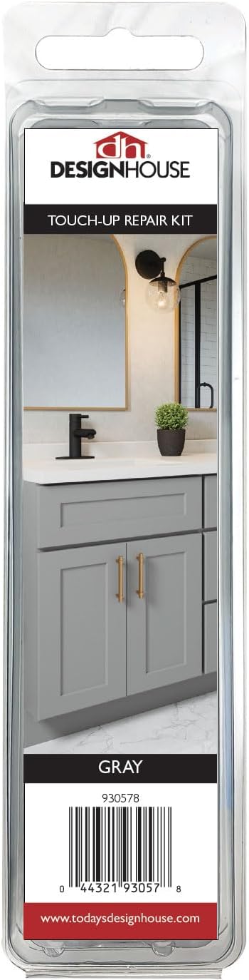 Design House Cabinet Paint Touch-Up Repair Kit for Kitchen or Bath Vanity, Gray – Design House, 930578