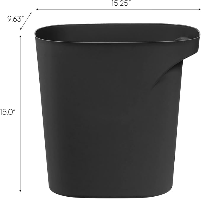 IRIS USA Small Trash Can Wastebasket with Handle, 6 Gallon / 24 Quart, 2-Pack, for Bathroom, Office, Bedroom, Under Sink, Kitchen, Garbage - Black