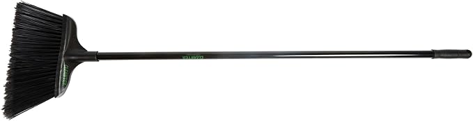 Restaurantware-Clean Tek Professional 13.78 Inch Heavy-Duty Broom, 1 Angle Broom with 58” Steel Handle - Flagged Bristles, Durable Wooden, Commercial Use, for Deck, Driveway, Garage, Yard, Patio
