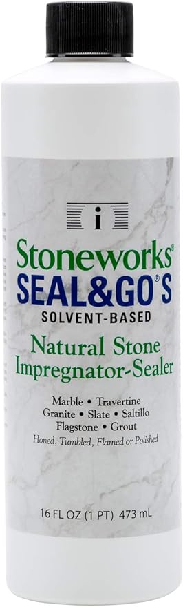 Seal & Go (S), (1 Pint) Solvent-Based impregnator/Sealer That Provides Superior Stain Protection for All Natural Interior and Exterior Stone Such as Marble, Granite, Slate, Flagstone and Limestone