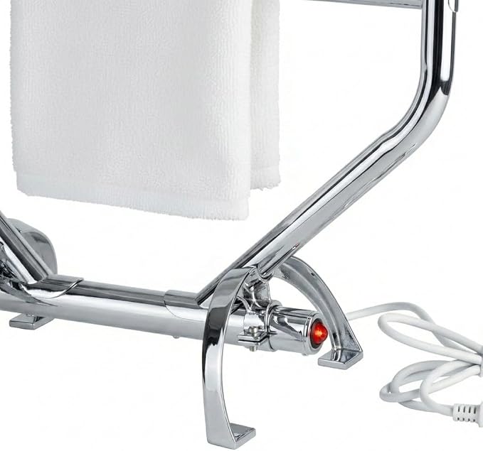 Warmrails Traditional Towel Warmer - Free-Standing or Wall Mounted Towel Warmer Rack for Drying Towels and Garments - 34-Inch Chrome Finish Frame with 4 Bars - Model RTC