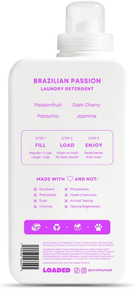 Loaded Laundry Detergent, Luxury Perfume Scented | 50 Loads | Pistachio & Caramel | Skin-Friendly & Plant-Based | Made in USA | 32 oz