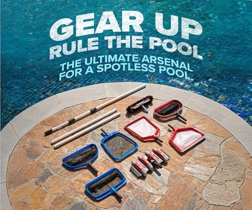 Pool Vacuum Head for Inground & Above Ground Pools with 13 Feet Aluminum Telescopic Pool Pole // Manual Swimming Pool Vacuum Cleaner Attachment Head with Wheels // Vinyl Liner Safe