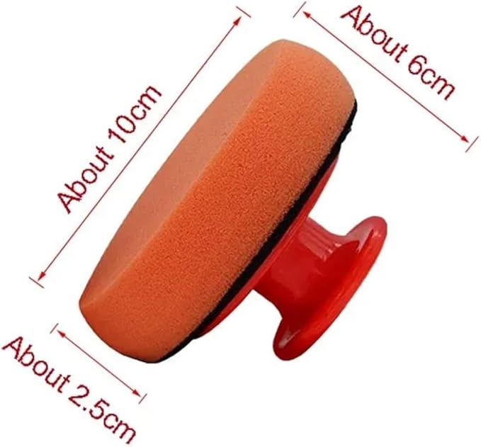 4 Inch Car Wax Applicator Pads Set with Red Handle Soft Sponge Applicators Foam Pad for Polishing and Cleaning Cars(1Pcs)