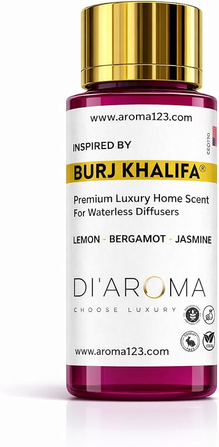 Di’Aroma Luxury Hotel Resort Collection Burj Khalifa 60ml 2 Fl Oz - Fragrance Oil, Diffuser Oil for Waterless & Cold-Air Diffusers, Premium Air Freshener (2 Fl Oz, Burj Khalifa)