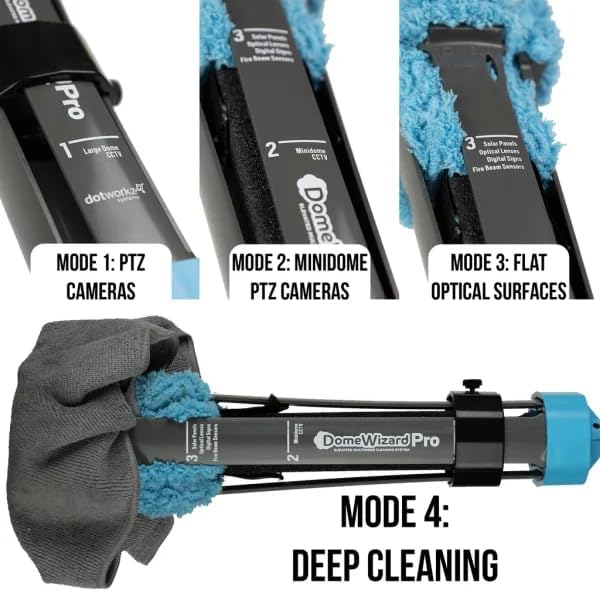 DomeWizard™ 40' Security Camera Cleaning Kit with Professional Grade Carbon Fiber Pole – Lens Cleaner for Dome, PTZ, Mini Dome & Bullet Cameras – Reusable Microfiber Mitt + 8oz Cleaning Solution