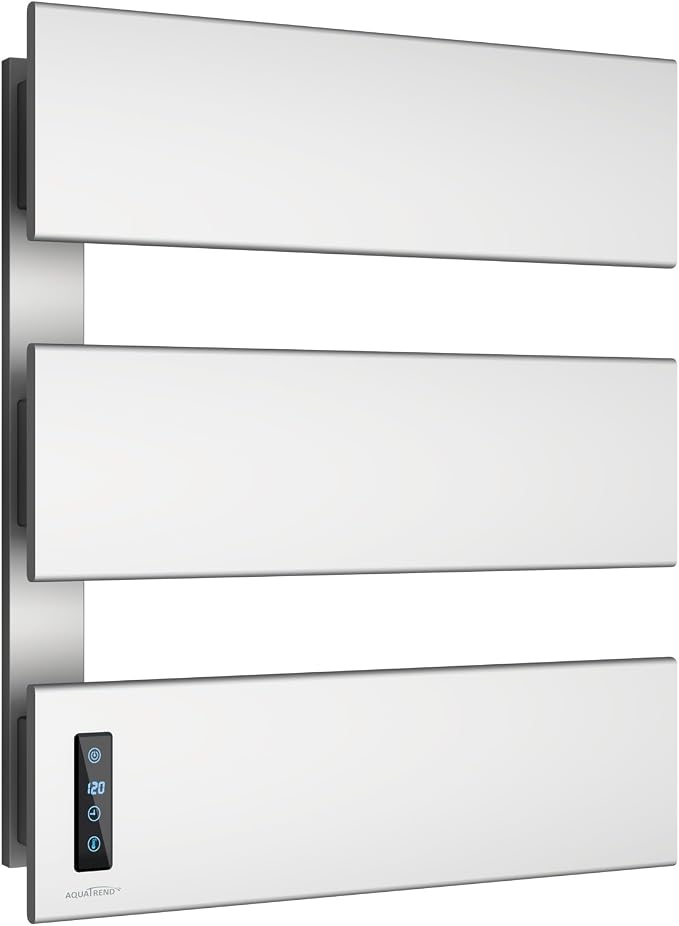Towel Warmers for Bathroom, Heated Towel Rack Wall Mounted, 21.6" X 17.7" Smart LED Control, Built-in Timer & Temperature, Max 140°F, Plug-in, Fast Heating, Brushed Nickel