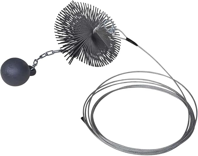 vidaXL Round Chimney Cleaning Brush Kit-5.9" Diameter- Steel Wire Brush with Chain-Attached Ball and Thread- Durable Fireplace and Chimney Cleaning Tools
