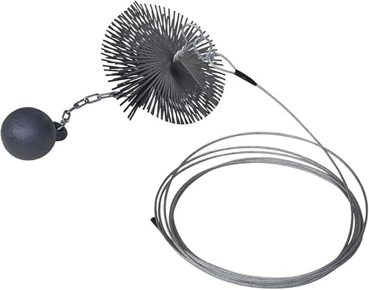 vidaXL Round Chimney Cleaning Brush Kit-5.9" Diameter- Steel Wire Brush with Chain-Attached Ball and Thread- Durable Fireplace and Chimney Cleaning Tools
