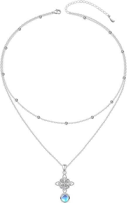 FLYOW 925 Sterling Silver Good Luck Irish Jewelry Celtic Knot Pendant Necklace for Women Birthday Graduation Gift