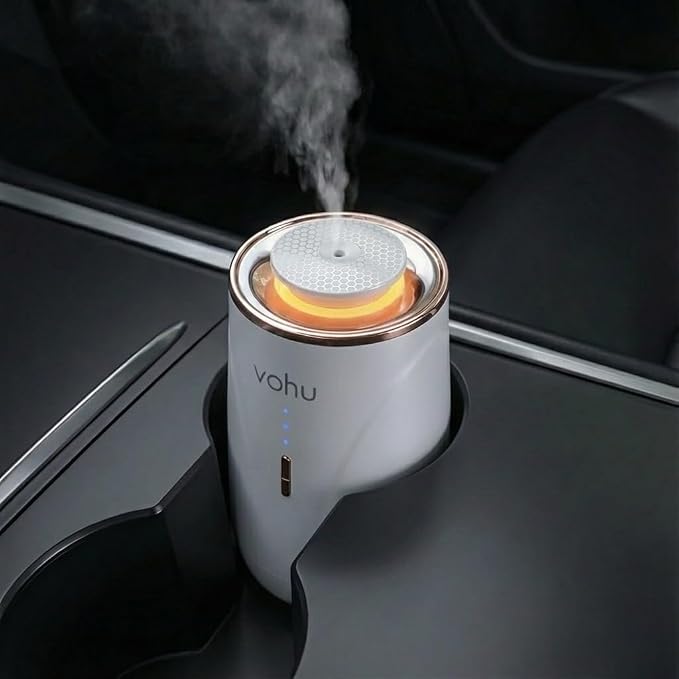Smart Scent Diffuser – 2-in-1 for Car & Home, Waterless Essential Oil Air Freshener, Auto-On/Off Vibration Sensor, Quiet, USB-C Rechargeable, 2000mAh Battery