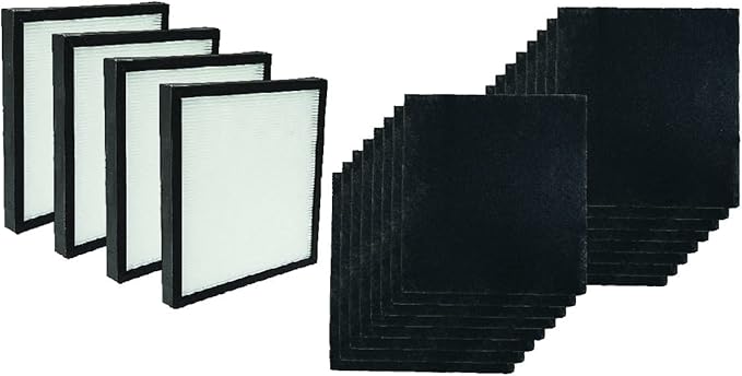 Nispira Airvantage WK01234QPC Filter Replacement For Oreck Air Purifier Air94 WK10002QPC, Plus Pet WK10052QPC True HEPA Activated Carbon 4 Sets