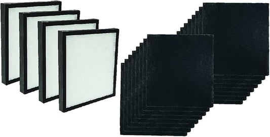 Nispira Airvantage WK01234QPC Filter Replacement For Oreck Air Purifier Air94 WK10002QPC, Plus Pet WK10052QPC True HEPA Activated Carbon 4 Sets