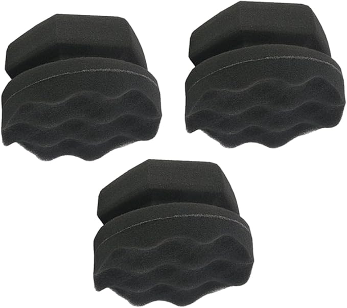 FAVOMOTO 9pcs Wave Pattern Car Waxing Sponge Handy Polishing Tool for Vehicle Wax Cleaning Detailing for Seats Dashboard Bumpers Black