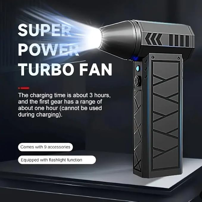 Compressed Air Duster-130000RPM Powerful Electric Air Duster with LED Light, 4 Gear Adjustable-Durable Blower -Rechargeable Cordless Duster for PC, Keyboard, Car, Outdoor, Home and Computers Cleaning