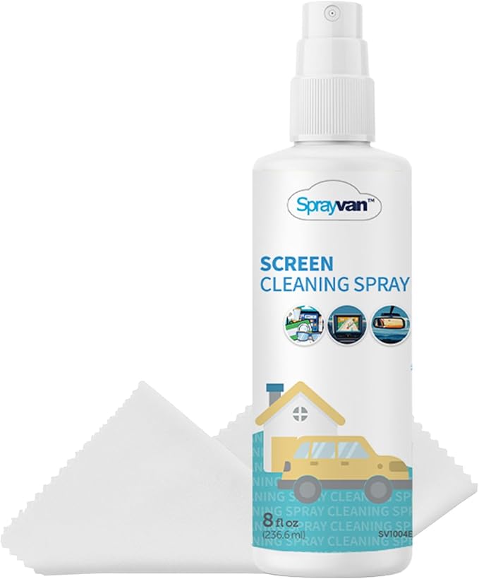 Screen Cleaner Spray -8oz Streak-Free TV Screen Cleaner Spray and Microfiber Cloth kit, Computer Screen Cleaner & Car Screen Cleaner for Flat Screen, TV,LCD,Laptop,Electronic Devices and Car