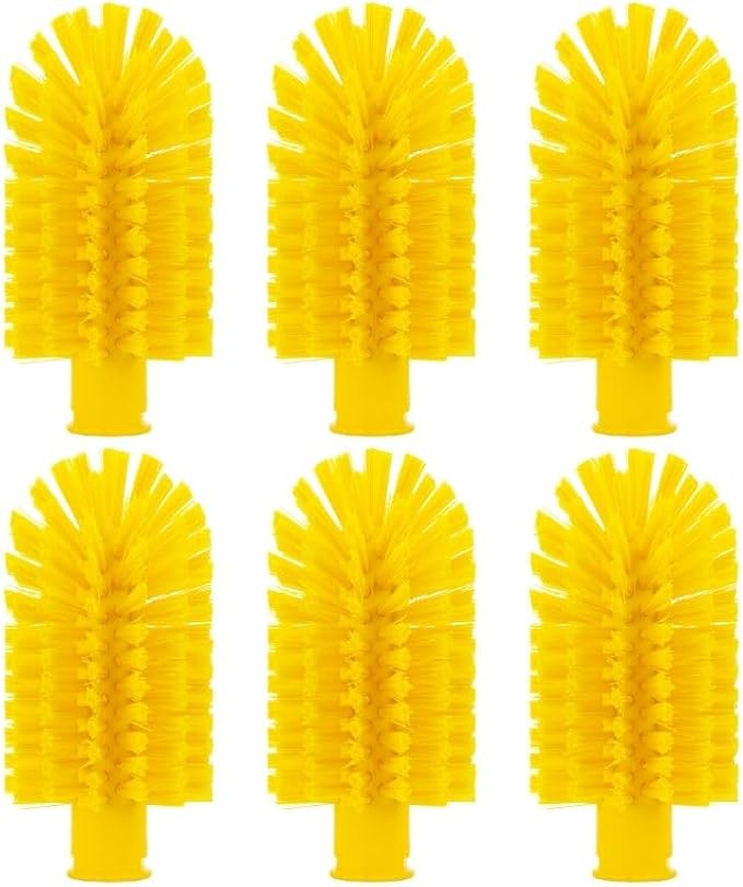 SPARTA Industrial Tank Brush Head Pipe Brush Head, Drain Brush with 3/4" Thread Hole (Handle Not Included) for Commercial Use, Plastic, 3 x 5.9 Inches, Yellow, (Pack of 6)