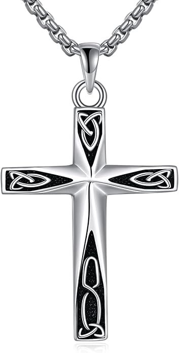 ONEFINITY Religious Cross Pendant Necklace Sterling Silver Origami Cross Pendant Gifts for Women Men Jewelry