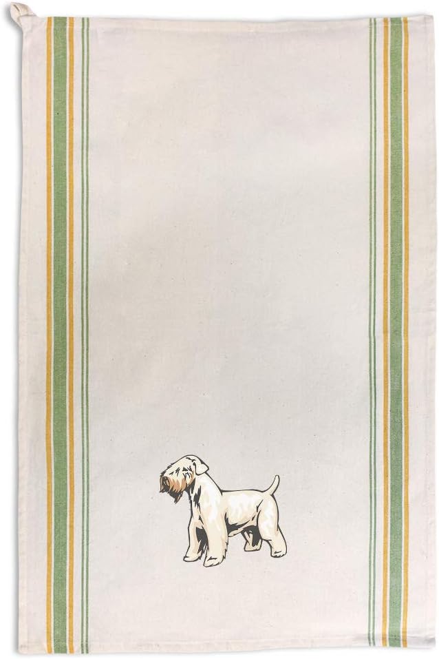 Custom Decor Kitchen Towels Irish Soft Coated Wheaten Terrier Pets Dogs Cleaning Supplies Dish Towels Green Stripe Design Only