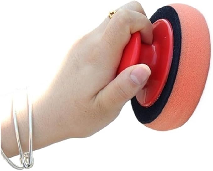 Car Wash Wax Polish Pad Polishing Pad Sponge Car Cleaning Cloth Microfiber Applicator for Auto Polisher Waxing Sponge(4pcs Spong 1pcs Hand)
