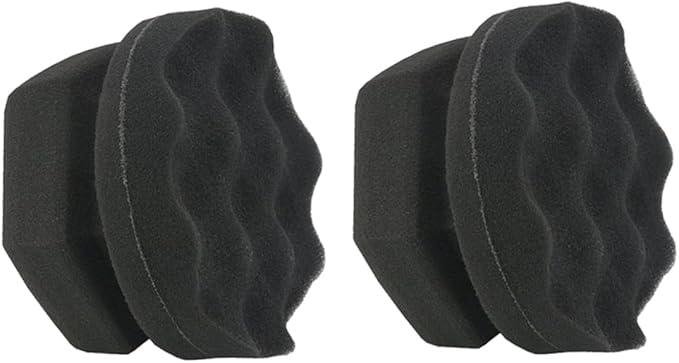 FAVOMOTO 4pcs Handy Wax Sponge Wave Pattern Vehicle Waxing Polish Applicators for Tire Shine Car Interior Seats and Dashboard Cleaning Black