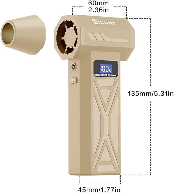 Mini Portable Compressed Air Duster Rechargeable, Electric Cordless Air Blower Gun with LED Light and Case, Computer Keyboard PC Cleaner, Gold