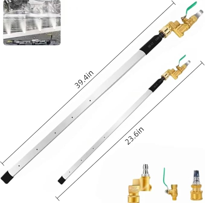 2-Piece Set - 4500 PSI 39" & 24" Radiator Cleaning Wand Water/Air Radiator cleaner & Tips for Cars, Trucks, Heavy Equipment (39″ and 24″)
