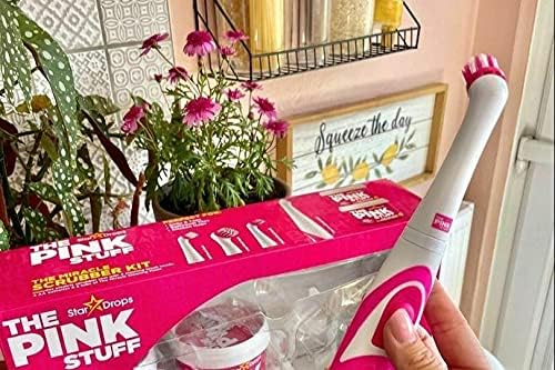 Britains Beauty The Miracle Scrubber Kit The Pink Stuff Star Drops 2 Cleaning Paste Electric Scrubber Kit With 4 Cleaning Brush Heads.