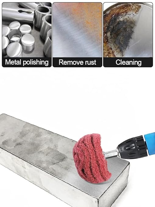 5PCS Non Woven Abrasive Buffing Wheels Polishing Wheel Drill Attachment Set, 2 Inch Scouring Pads Abrasive Mushroom Wheel Polishing Wheel with 1/4" Shank for Polishing Scrubbing and Cleaning Surface