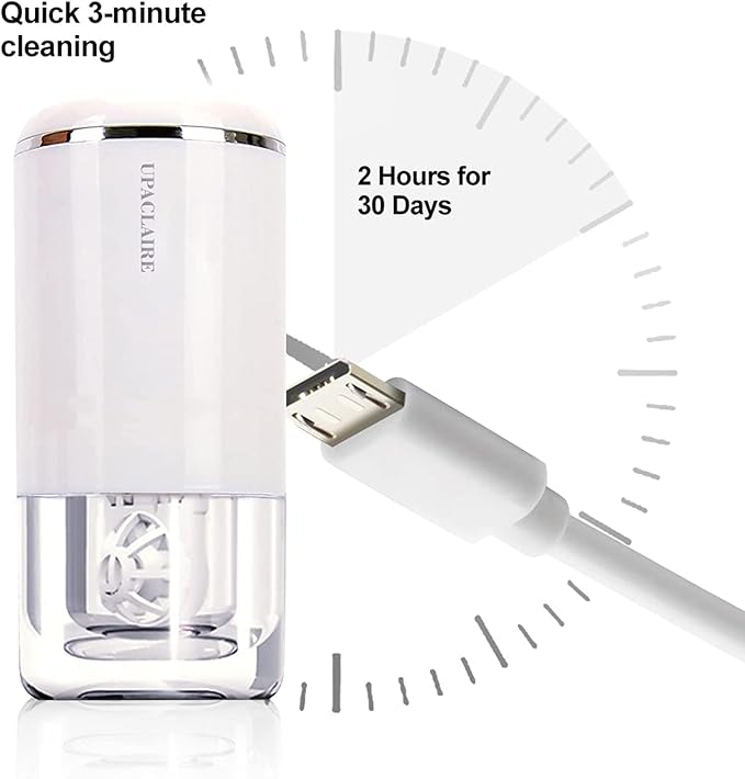 Ultrasonic Contact Lens Cleaner 2.0 (2nd Generation), Intelligent Cleaning Machine for Soft Contact Lenses, White