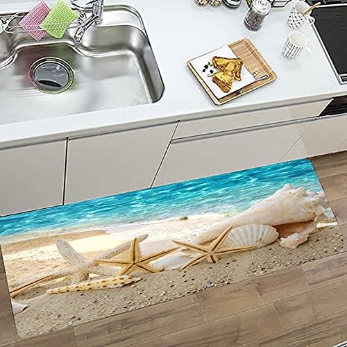 WODEJIA Non Slip Bath Rugs Sponge Foam for Bathroom,Soft Flannel Mat Rug for Living Room, Absorbent Water Clearance MatS for Forlaundry Room and Kitchen,Ocean Beach Themed Carpt 71x24 Inches