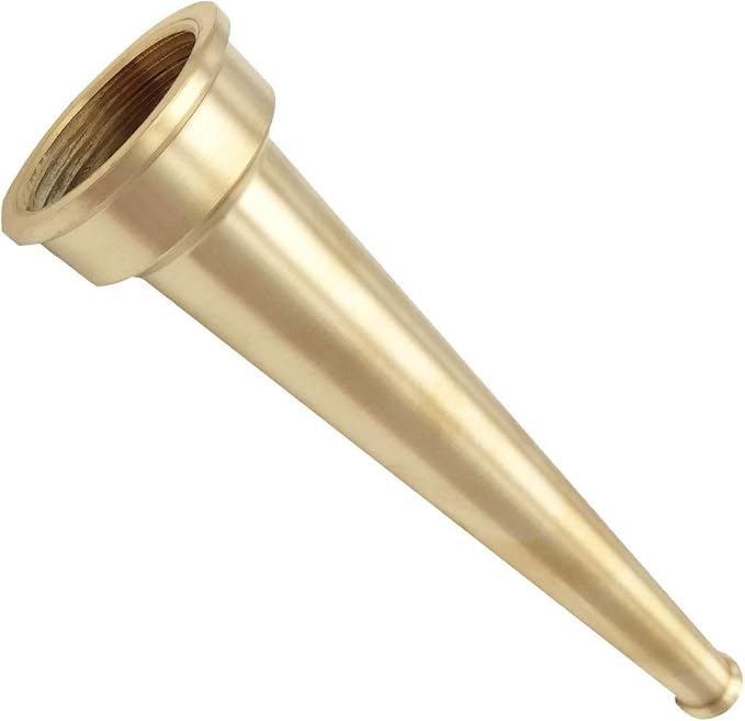 Brass Fire Equipment Plain Hose Nozzle, 1-1/2" NST (NH), 10" Length, 1/2" Orifice