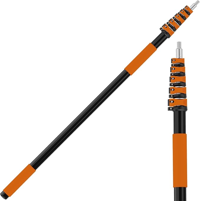 AgiiMan 30FT Reach Telescoping Pole - 5 to 24FT Extension Pole, Portable Aluminum Telescoping Rod with Easy Flip Lock, Paint Roller Extension Poles for Paint Dusting, Window Cleaning