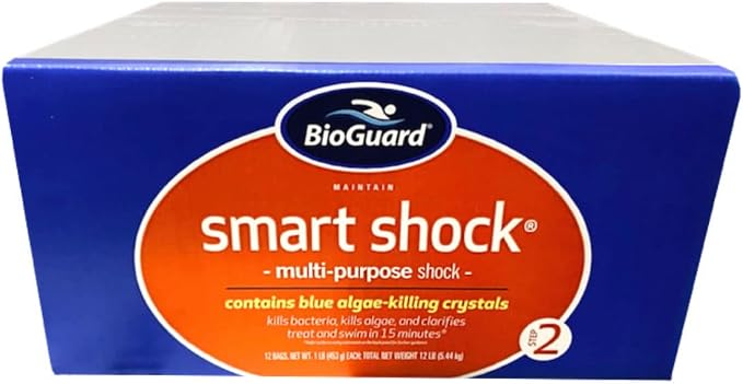 BioGuard Smart Shock, 1 lb, 12 Pack | Algae Preventative, Swimming Pool Clarifier, Pool Shock Treatment, Multi-Purpose Shock for Pool Maintenance
