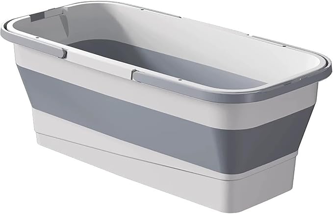 Collapsible Mop Bucket - 19L 5.1 Gallon Rectangular Foldable Water Basin with Dual Handles and Reinforced Base - for Versatile House Cleaning Camping RV Car Washing and Pet Bathing Use
