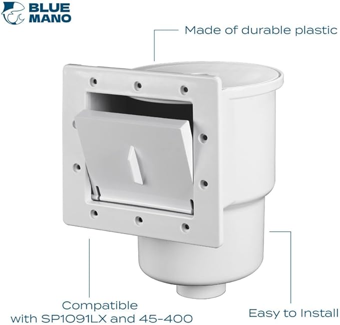 Blue Mano Standard Above Ground Pool Skimmer Complete Kit, Replacement for SP1091LX, 45-400, 32190, 8940, Opening Width 6" Fits All Standard Pool Wall Openings