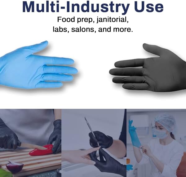 Black Nitrile Gloves - Powder-Free, Latex-free, Disposable - Tattoo, Food Handling & Service, Cleaning, PPE
