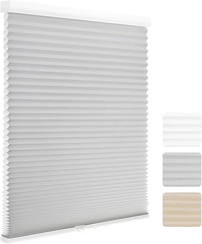MYshade 1.5-Inch Cellular Cordless Light Filtering Shades, Honeycomb Window Blinds for Soft Daylight & Privacy, Thermal Insulation, Child Safe, Inside or Outside Mount (24" W x 36" H, Grey)
