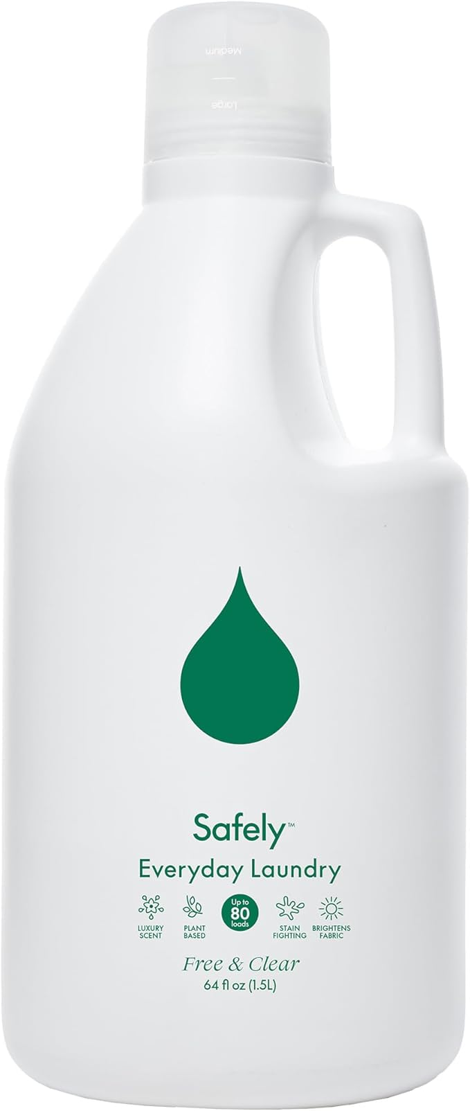 Safely Everyday Laundry Detergent Liquid Soap,Free & Clear 1 Pack–Plant Powered,Highly Concentrated-Fight Stains & Wash Away Dirt, Impurities While Preserving Colors, Gentle On Skin, 64 fl oz