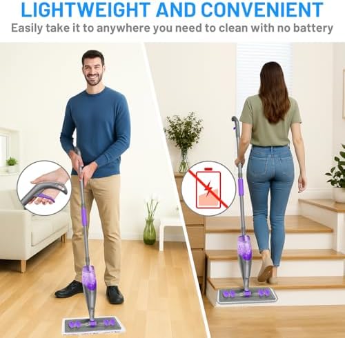 Spray Mop for Hardwood Floor Cleaning with 2 Disposable Refills & 5 Reusable Microfiber Pads