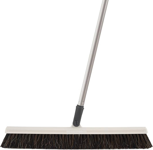 Horse Hair Broom for Hardwood Floors – 18" Soft Bristle Narrow Thin Swivel Upright Dust Broom for Dog Hair, Kitchen & Home Use – 54" Long Handle