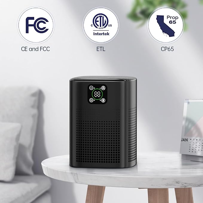 2 Pack Air Purifiers For Home Bedroom, Honeyuan H13 HEPA Air purifier with 360°Air Intake, Coverage up to 2190ft², 3 Fan Speeds, Low to 24dB