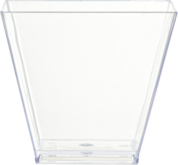 Restaurantware 2 Ounce Mini Kova Cups 20 Square Small Appetizer Cups - Lids Sold Separately Heavy-Duty Clear Plastic Parfait Cups Serve Mousse Puddings Or Samples For Weddings Or Parties