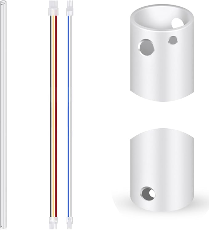 VIHOSE 48 Inch Ceiling Fan Downrod with Extension Cord 4 ft White Downrod for Ceiling Fan 1 Inch Outside Diameter Not Threaded Suitable for a Wide Range of Fans