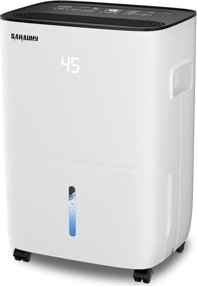 SAHAUHY 80 Pints Dehumidifier for Basement,5,200 Sq. Ft Dehumidifier | With Timer Automatic Defrosting Drain Hose Water Tank for Home Bedroom Garage Basement Stockroom and Large Room