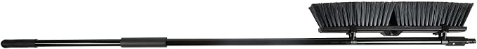 Restaurantware-Clean Tek Professional 17.13 Inch Push Broom, 1 Heavy-Duty Broom with 59” Handle - Fine Bristles, 2 Handle Attachment, Wooden, Commercial Use, for Deck, Garage, Yard, Patio
