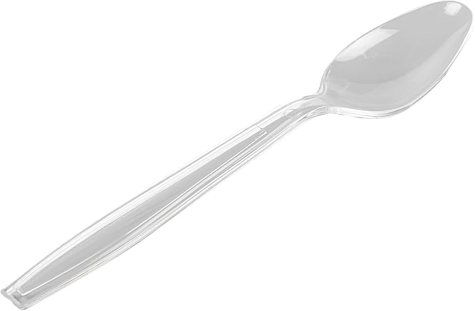 Restaurantware Moderna 7.3 Inch Disposable Spoons 250 Recyclable Clear Plastic Cutlery - Crack-Resistant For All Types Of Meals Clear Plastic Plastic Spoons