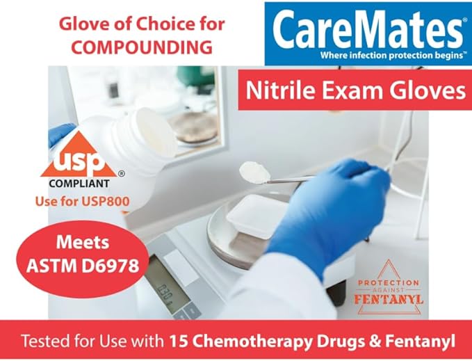 CareMates Nitrile Medical Exam Gloves, Latex Free Rubber, Powder Free, Extra Strong, 4 Mil Thick, Certified for Home Infusion, First Aid, Food Safe, Cleaning Gloves, Small, 150-Count
