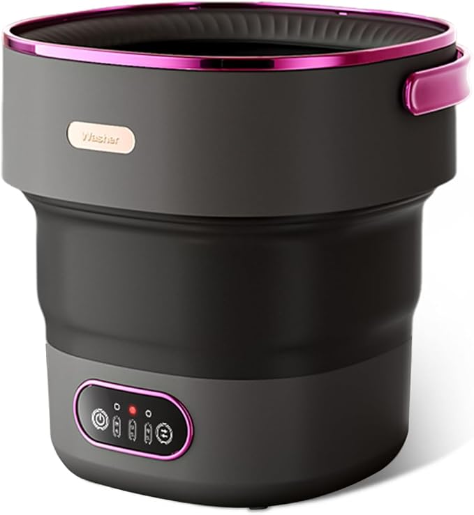 13L Portable Mini Washing Machine with Spin Dryer, Collapsible Small Washer for Baby Clothes & Underwear, 3 Deep Cleaning Modes, Foldable Laundry Tub for Apartment, RV, Travel, Camping (Black Purple)
